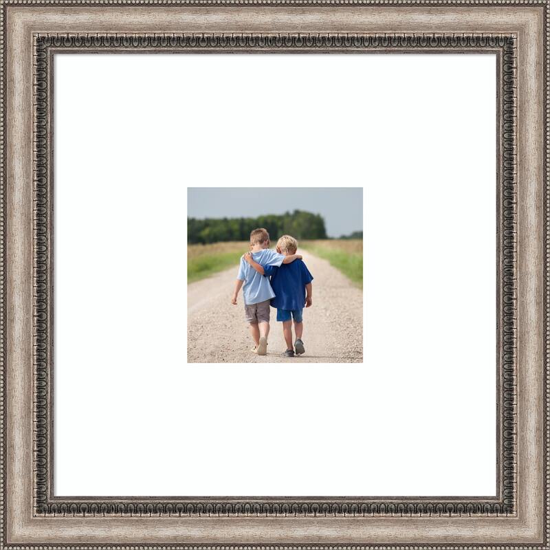 Lyla Ornate Silver Framed Picture Frame, Photo Frame - 20x20 Matted to 8x8