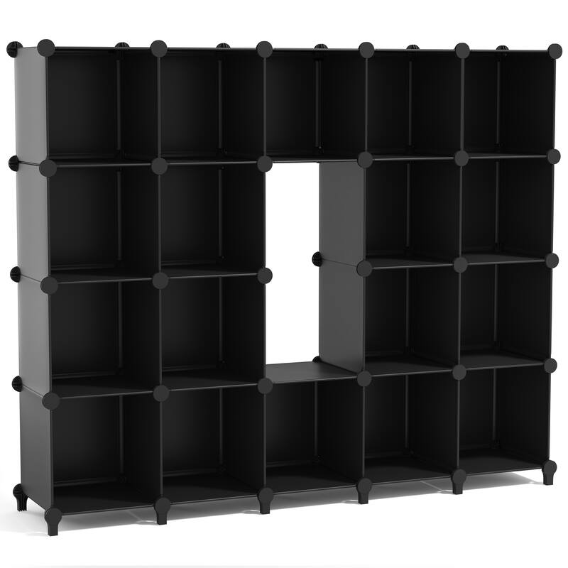 Sorbus Cube Storage Organizer – Waterproof Cubby Shelf for Closet, Toys, Books, Shoes, Décor – Space-Saving Bookshelf - 18 Pack - Black