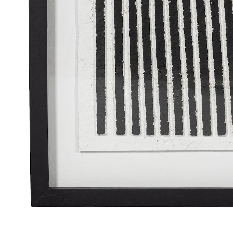 Mango Wood Canvas Shadow Box Wall Art - 48" Black/White
