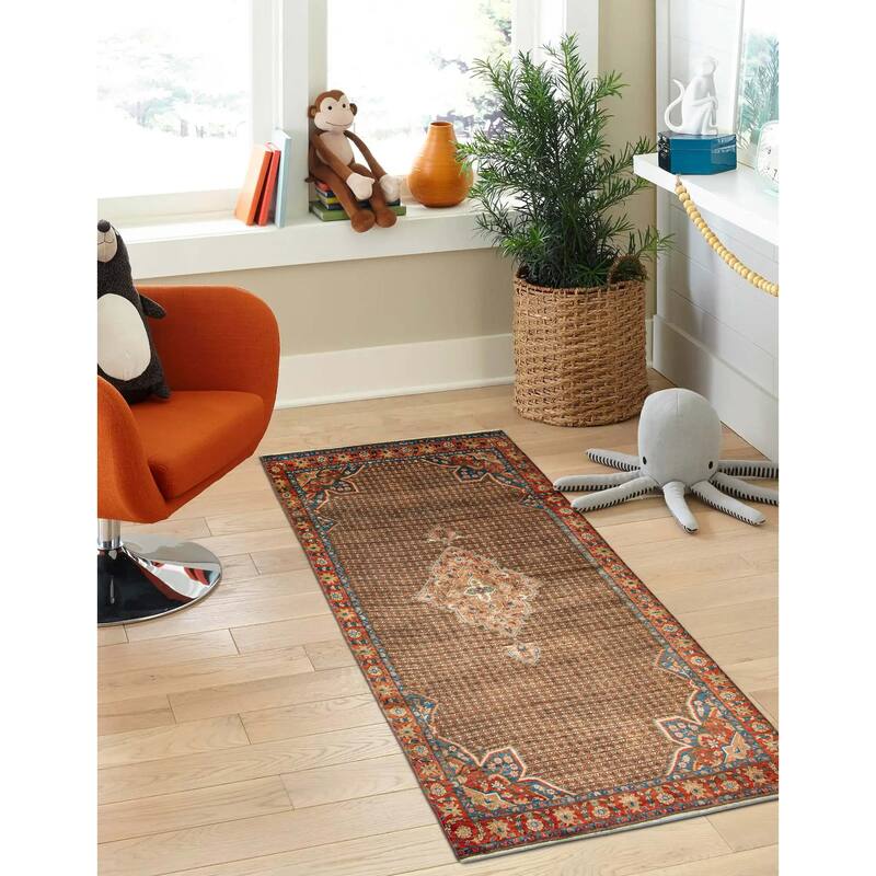 ECARPETGALLERY Hand-knotted Andelz Brown Wool Rug - 4'8 x 10'2