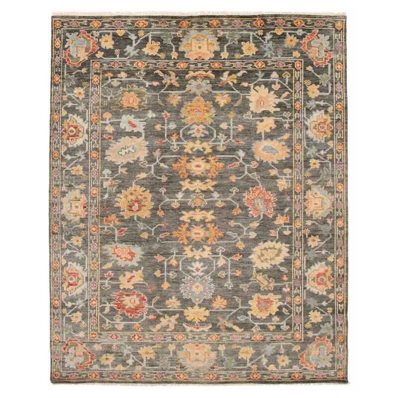 ECARPETGALLERY Hand-knotted Modern Oushak Dark Grey Wool Rug - 7'11 x 9'11 - Dark Grey - 7'11 x 9'11