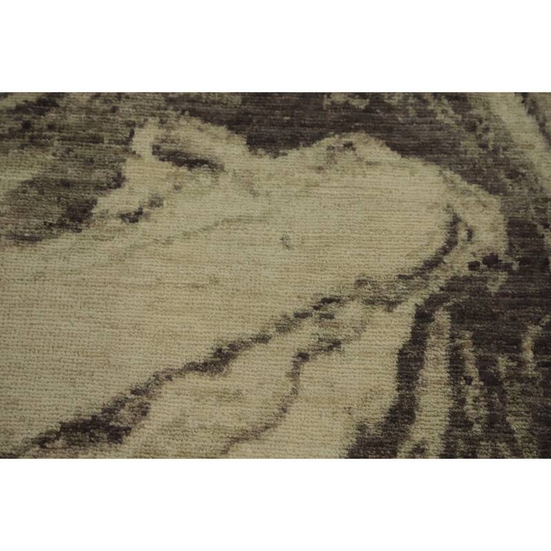 Hand Knotted Oriental 100% Wool Carpet Modern Abstract Beige & Ivories Modern Area Rug - 6' 4'' X 4' 9''