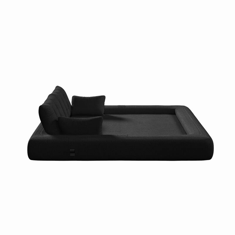 78.7" Foldable Sofa Bed, Teddy Fabric Convertible Floor Sofa Couch with Pillow, Upholstered Loveseat Sleeper Bed for Living Room