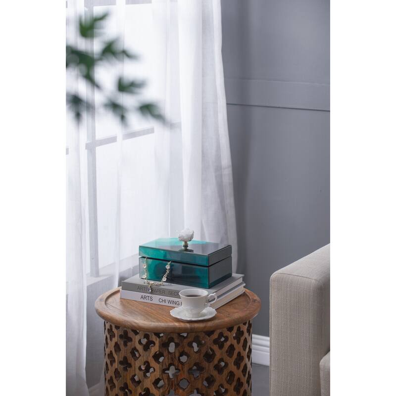 8.5" x 5" x 5" Bethany Aqua Jewelry Box, Stackable Decorative Storage Boxes With Lids