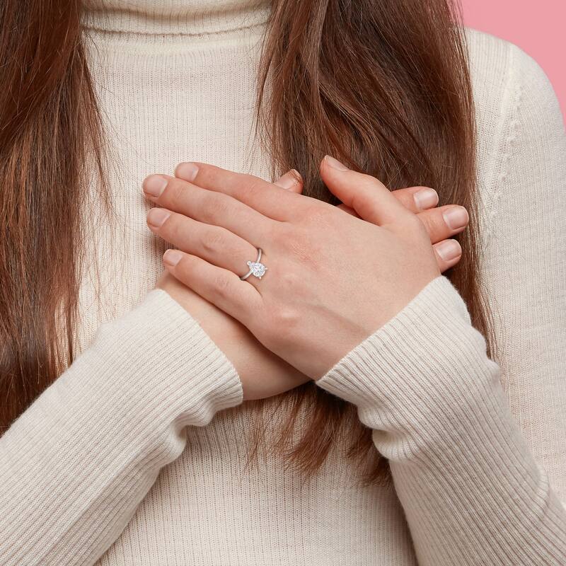 Miadora 2ct TDW Pear Shape Certified Diamond Solitaire Engagement Ring in 14k White Gold