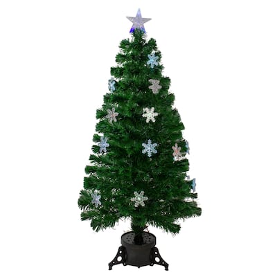 4' Pre-Lit Color Changing Fiber Optic Artificial Christmas Tree with Snowflakes