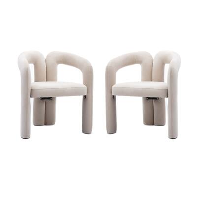 Contemporary Designed Velvet Fabric Upholstered Accent Chair Barrel Side Chairs Kitchen Armchair for Living Room set of 2