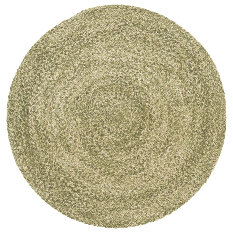 SAFAVIEH Handmade Braided Fitnete Wool Rug - 3' Round - Olive