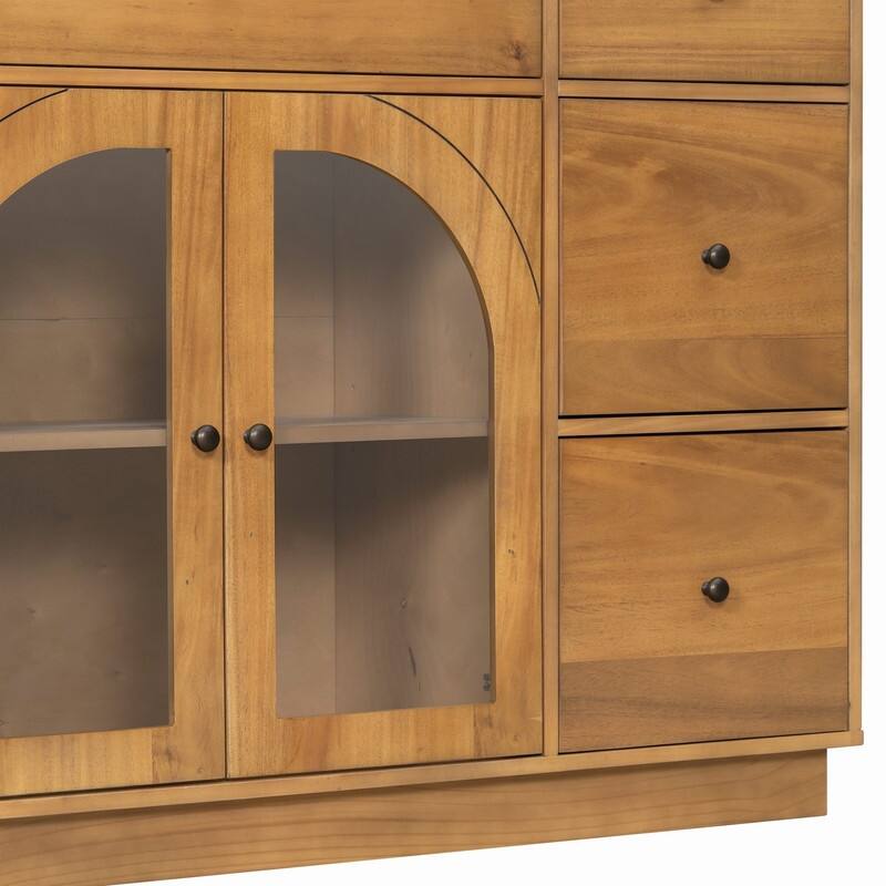 55.1" Large Storage Cabinet with 2 Doors and 7 Drawers for Living and Dining Room Organization