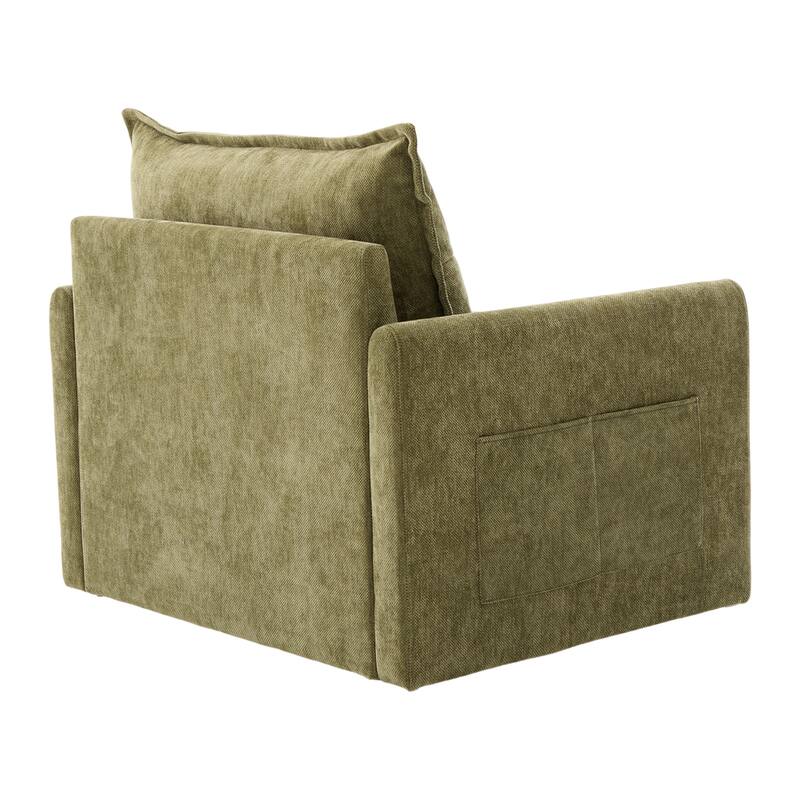 GALDWIN Chenille Upholstered 360°Degree Swivel Mid Century Modern Arm Chair for Living Room