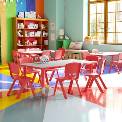 23.625"W x 47.25"L Rectangle Plastic Activity Table Set with 6 Chairs