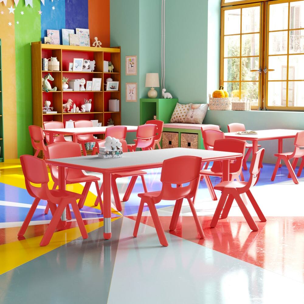 23.625"W x 47.25"L Rectangle Plastic Activity Table Set with 6 Chairs