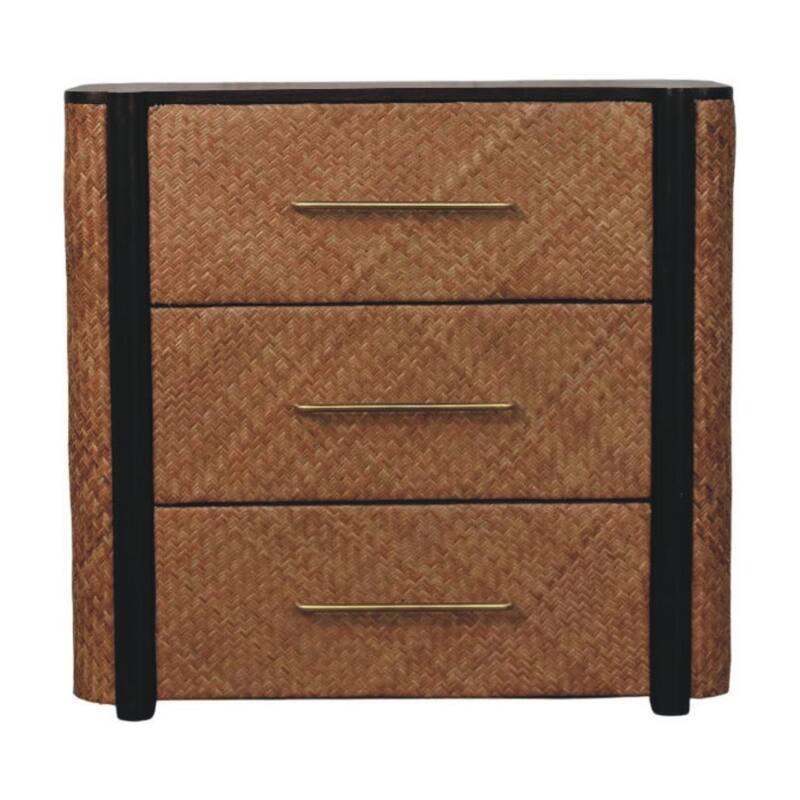 Artisan Furniture Solid Wood Havana Weave 3 Drawer Chest, Brown