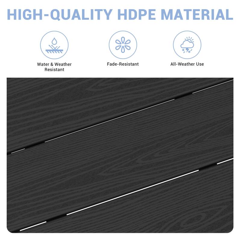 7-Piece HDPE Outdoor Dining Table Sets with Umbrella Hole - 1-Table 6-Chairs