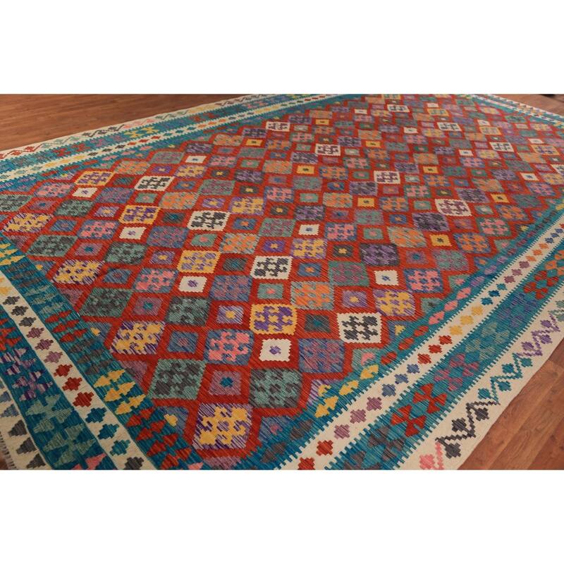 Palace Size Kilim Oriental Rug Hand-Woven Wool Carpet - 9'11"x 16'4"