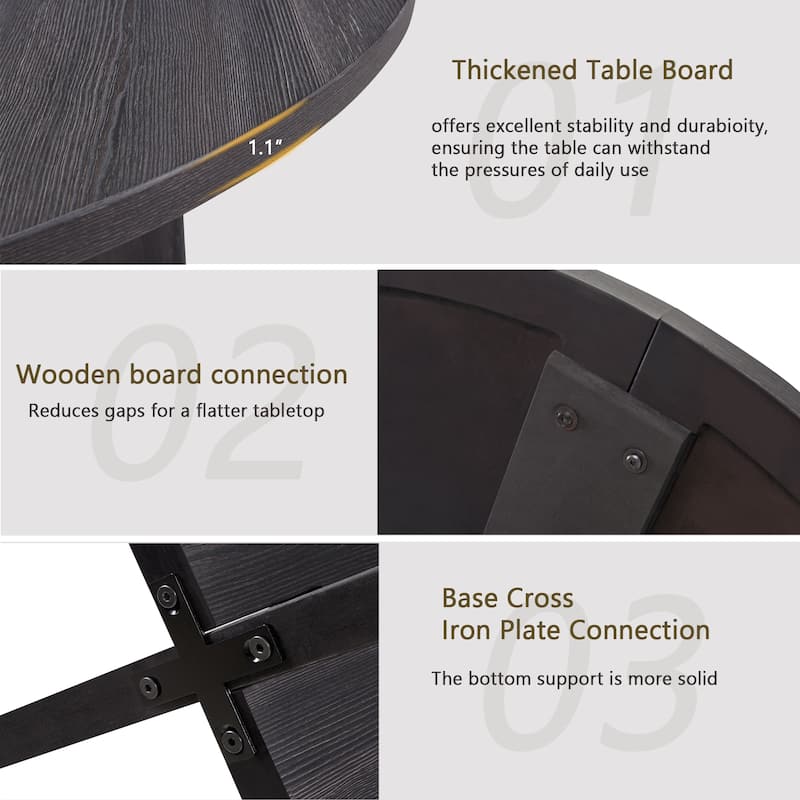Modern Round Dining Table for 4, Farmhouse 47.3 inch Round Dining Table for Kitchen, Dining Room, Living Room - Antique Black