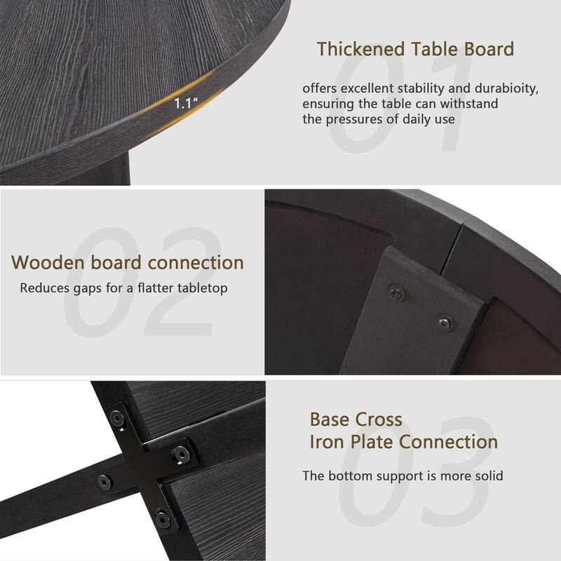 Round 5-Piece Dining Table Set with Upholstered Chairs, Kitchen Table Set with Cross-Shaped Wooden Base