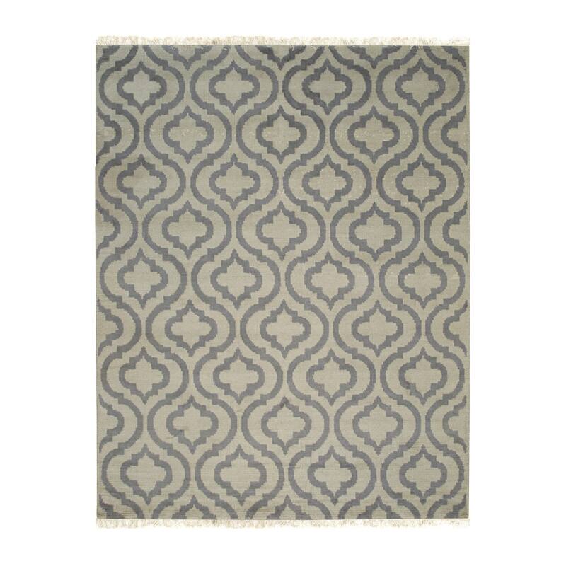 Gray Hand Knotted Wool Contemporary Moroccan Rug, 8' x 10', Soft Elegant Floor Covering - L