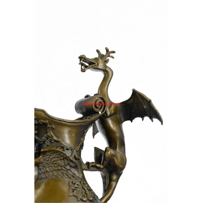 Large European Hot Cast Bronze Vase With Fine Dragon Bronze Sculpture Figurine