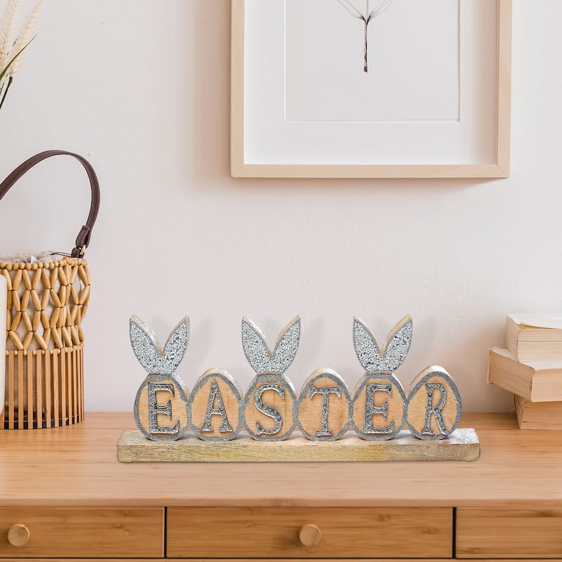 Wooden Bunny Easter Egg Table Top Sign