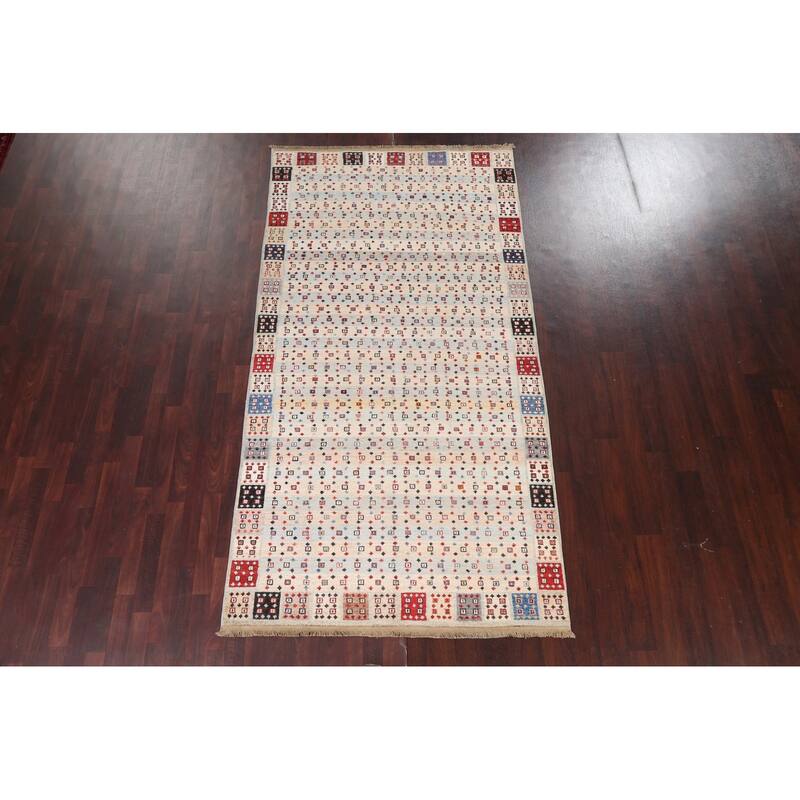Vegetable Dye Gabbeh Kashkoli Oriental Area Rug Handmade Wool Carpet - 4'11" x 9'5"
