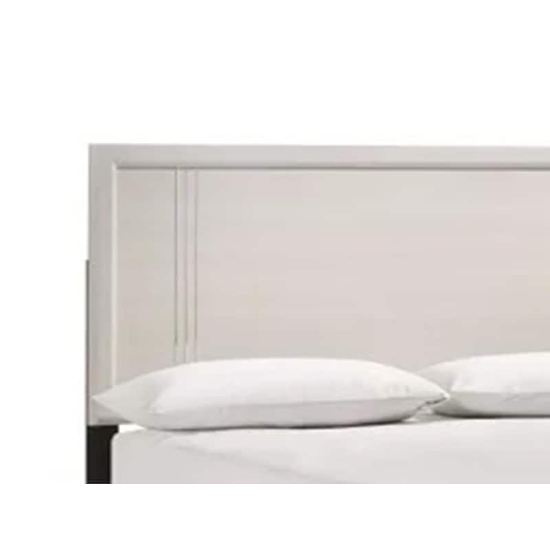 Charie Full Bed with Panel-Style Headboard, Tapered Legs, White Wood