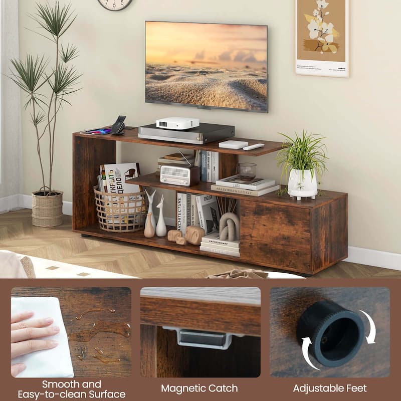 Costway 60" TV Stand with Charging Station Storage Shelves Industrial - See Details