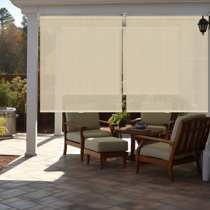 CHICOLOGY Cordless Outdoor Solar Shade, Exterior Roller Shade, UV Protrection Window Blind