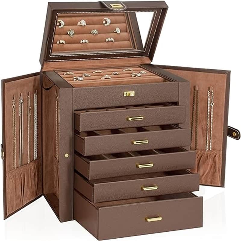Huge Jewelry Box Organizer Functional - Brown