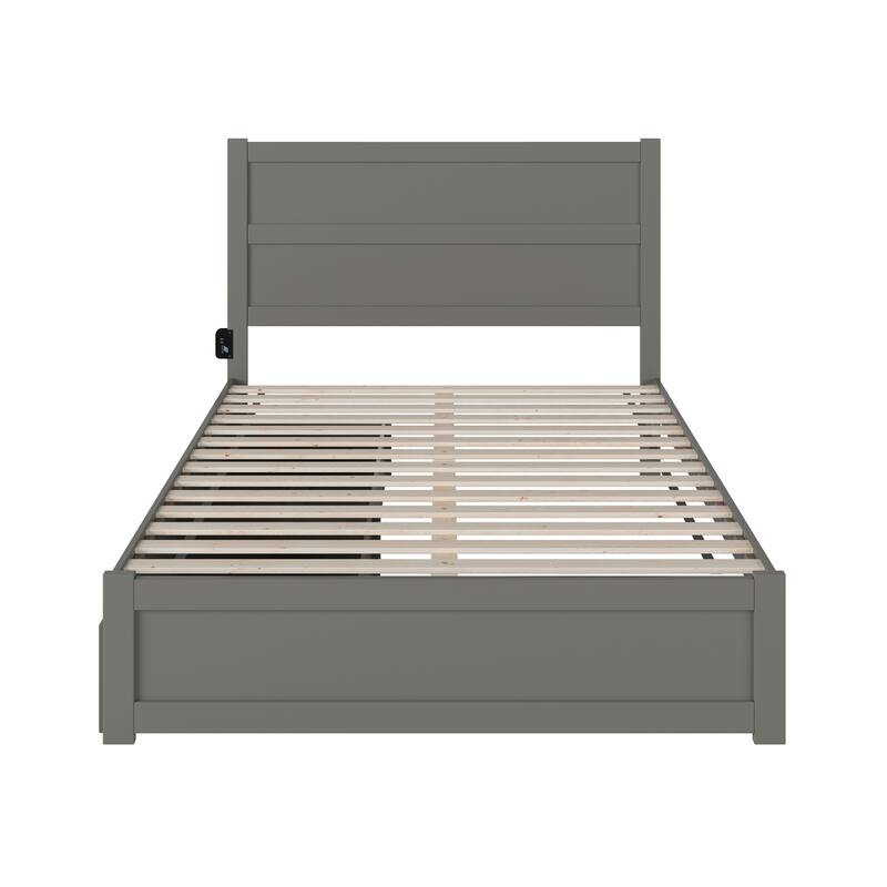 Modern Bed with Footboard & Drawers - Grey Bedroom Furniture Set