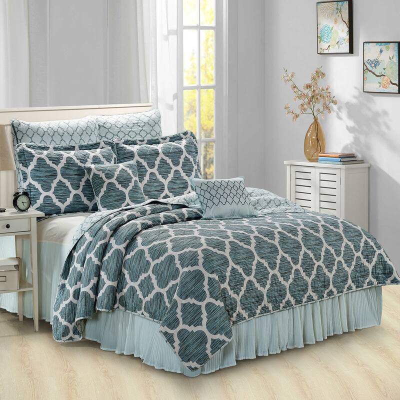Serenta Pleated Bedskirt 18" Drop - 32 Color Options - Queen - Light Blue