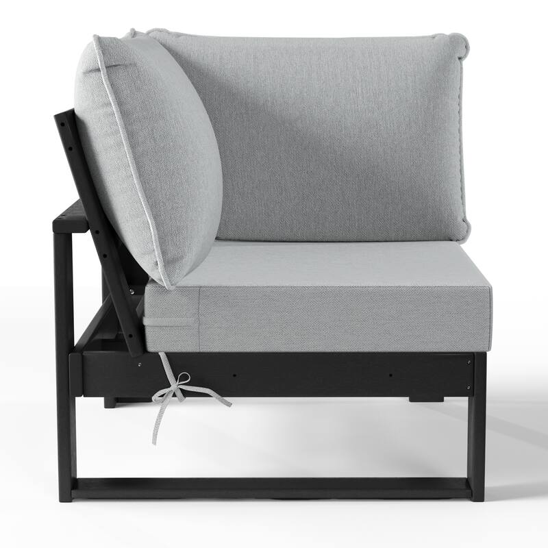 Polytrends Endless Patio Deep Seating Corner Chair with Black Frame