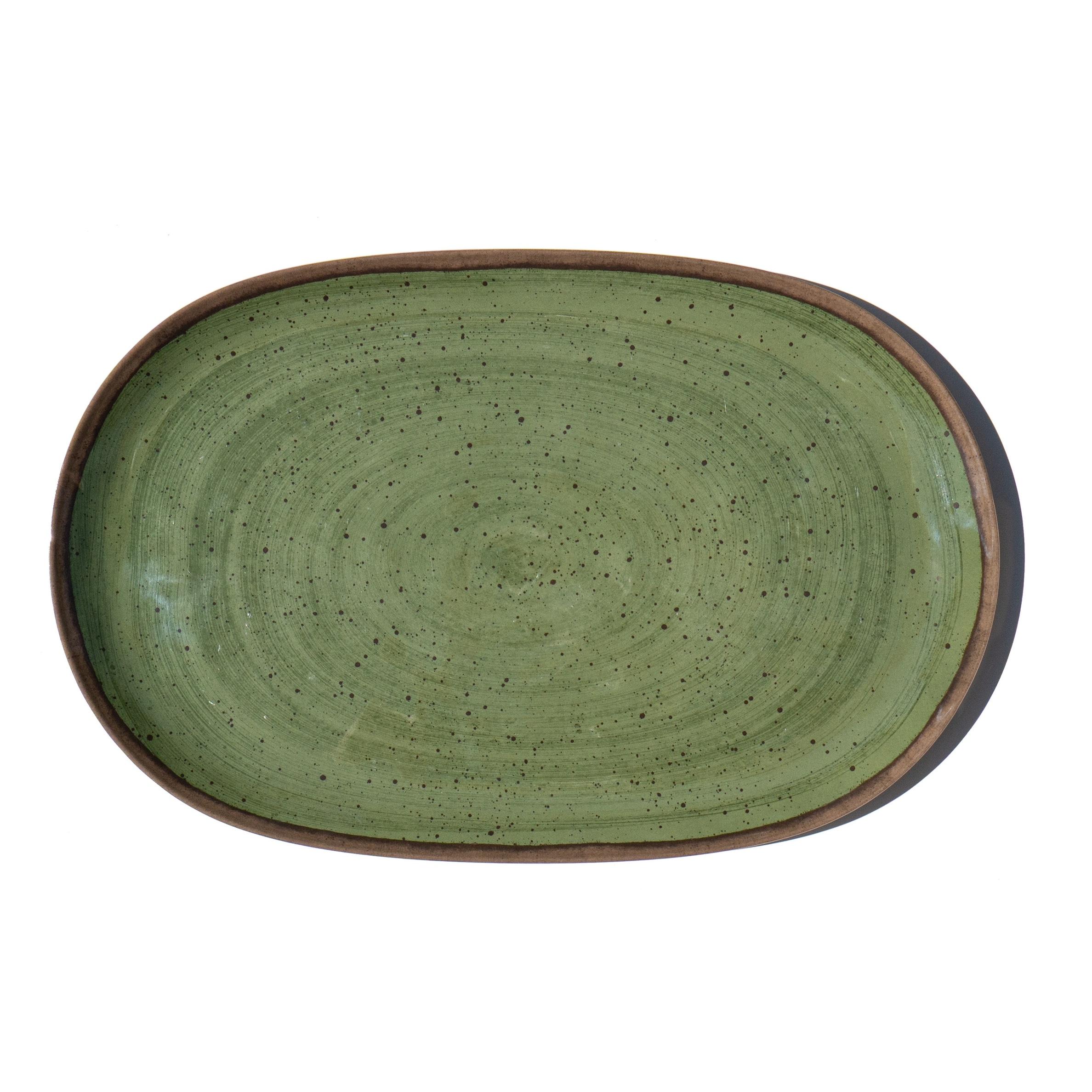 Abode Homewares Retreat Pottery Melamine Oval Platter - Green - 16.9" x 10.9"