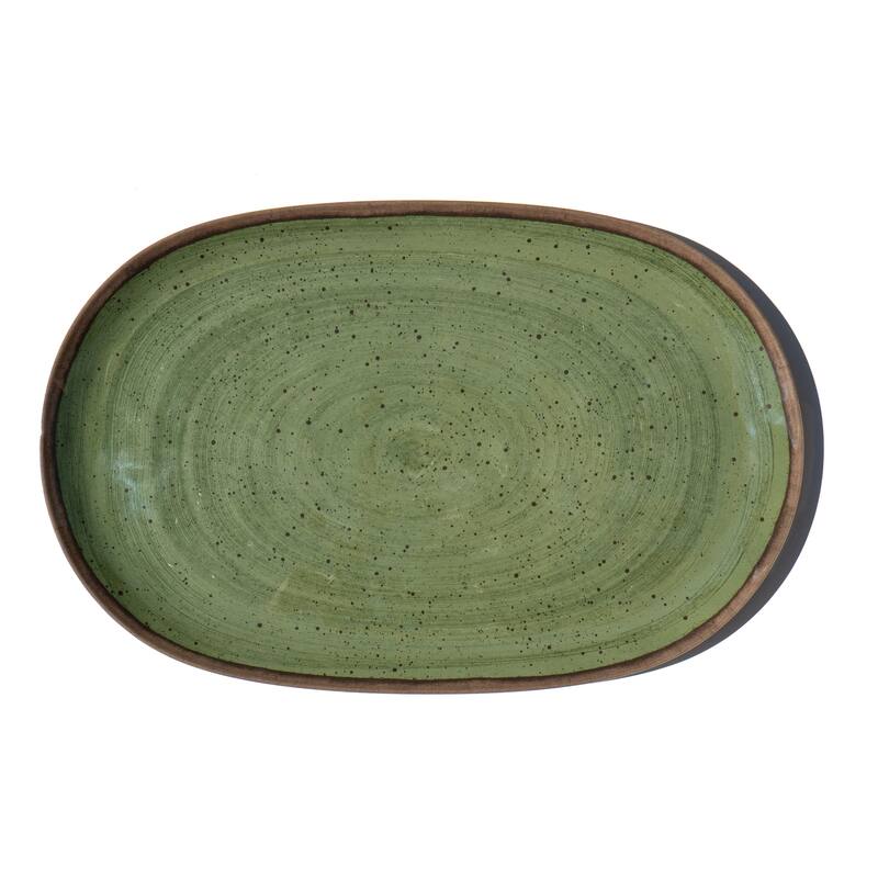 Abode Homewares Retreat Pottery Melamine Oval Platter - Green - 16.9" x 10.9" - Green