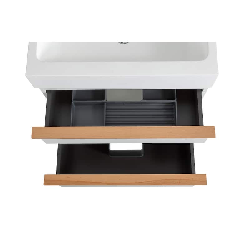 Wall Mounted Bathroom Vanity with Integrated Acrylic Sink