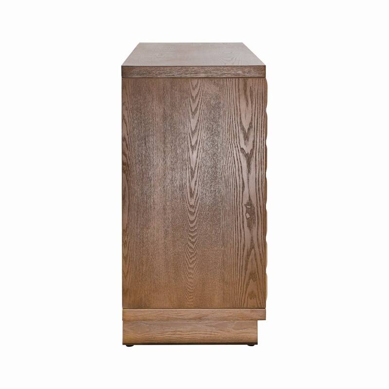 Modern 4-Door Storage Cabinet with Geometric Design and Adjustable Shelves for Home Organization