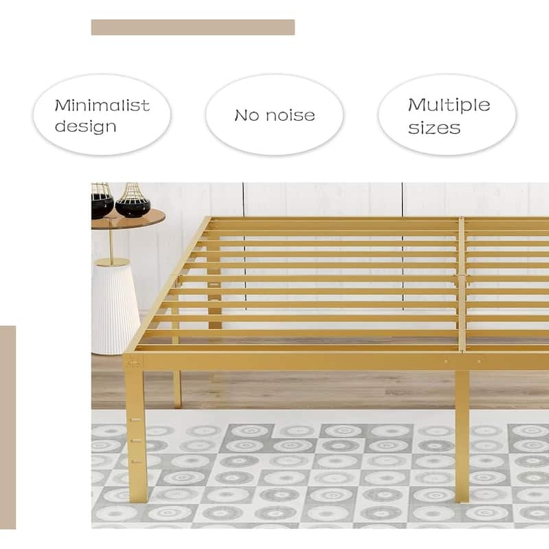 alazyhome 18 inch Heavy Duty Metal Platform Bed Frame with Storage