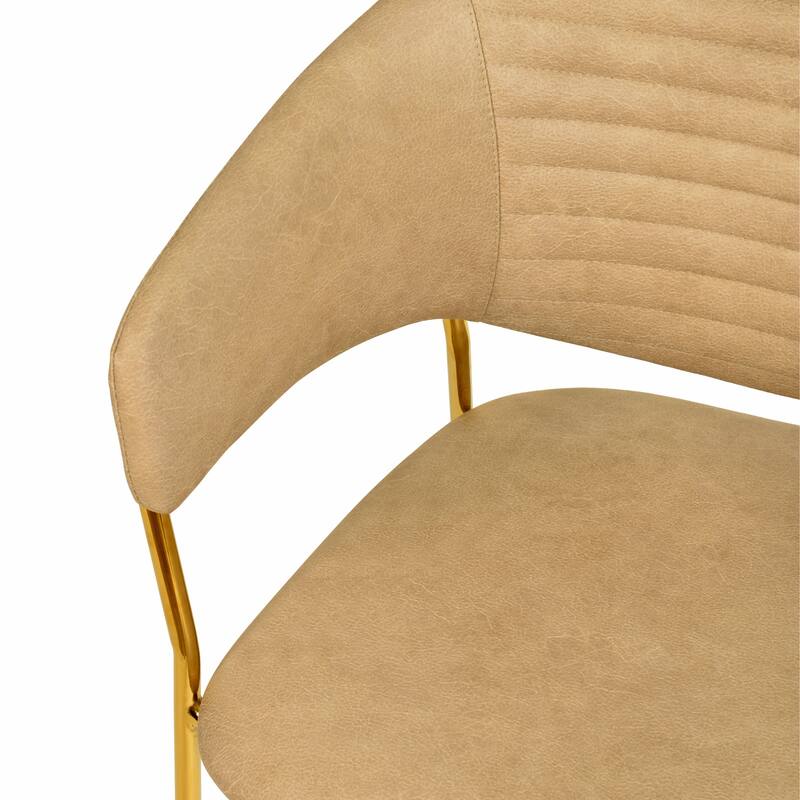 LeisureMod Bella Modern Mid-Century Leather/Velvet Dining Chair in Gold Stainless Steel Armchair for Home & Kitchen Banquet
