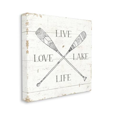 Stupell Industries Live Love Lake Life Oars Country Word Design Canvas Wall Art
