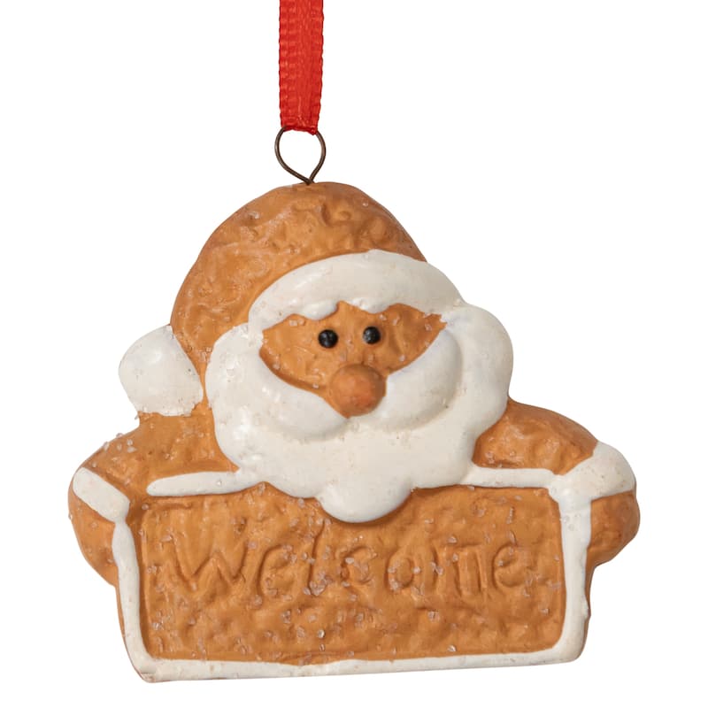 Set of 4 Santa Claus Gingerbread Christmas Ornaments 2.5"