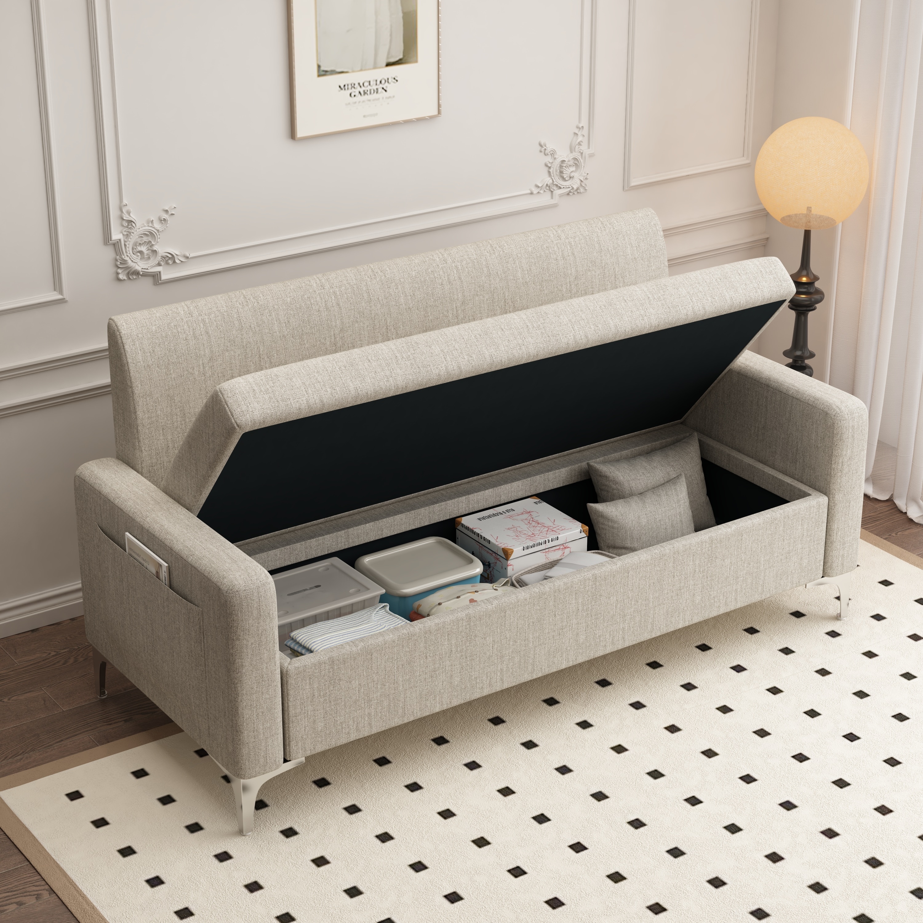 Loveseat with storage underneath discount