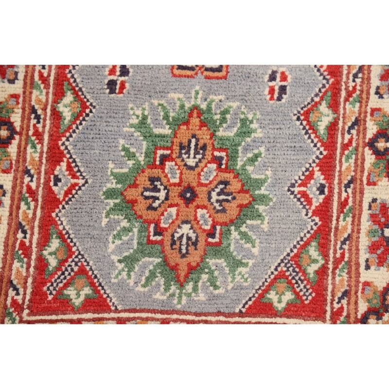 Geometric Kazak Accent Rug Handmade Traditional Wool Carpet - 2'0" x 3'0"