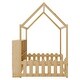 preview thumbnail 11 of 34, Kids Twin Floor Bed with Roof Frame and LED Light, Wooden House Bed with Bookshelf Storage and Guardrails