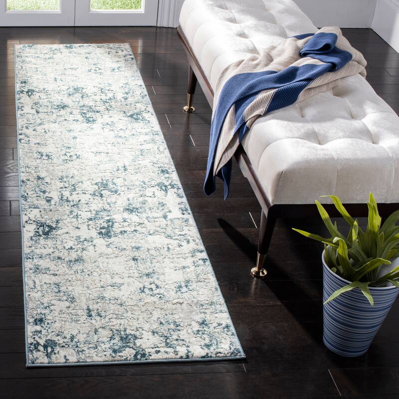SAFAVIEH Vogue Teresa Modern & Contemporary Abstract Beige/Charcoal Rug - 2' x 10' Runner - Beige/Turquoise