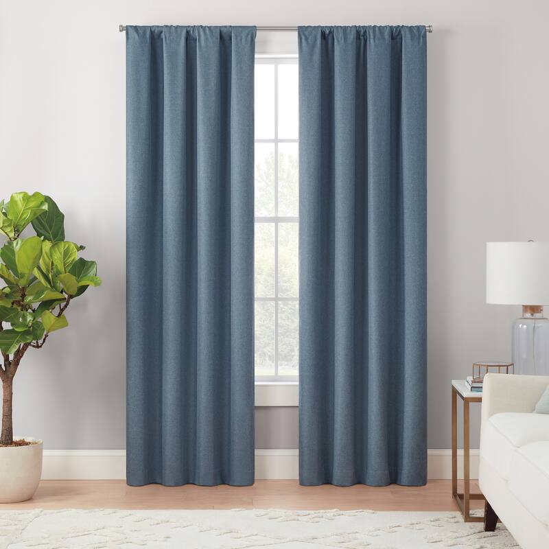 Eclipse Cannes Magnitech 100% Blackout Curtain, Rod Pocket Window Curtain Panel, Seamless Magnetic Closure (1 Panel) - 40x84 - Denim