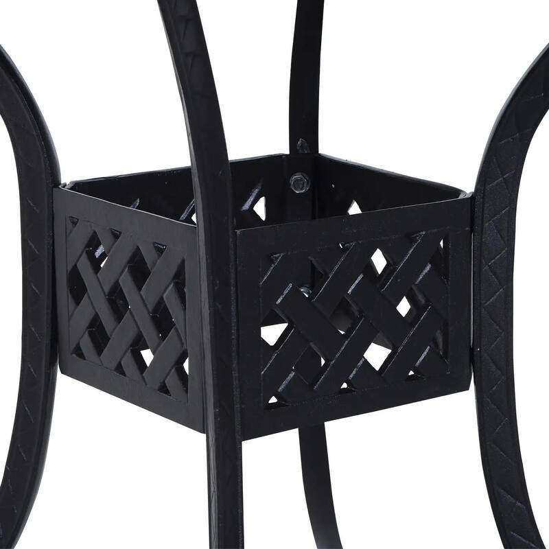 36-Inch Cast Aluminum Square Table with Umbrella Hole for Patio