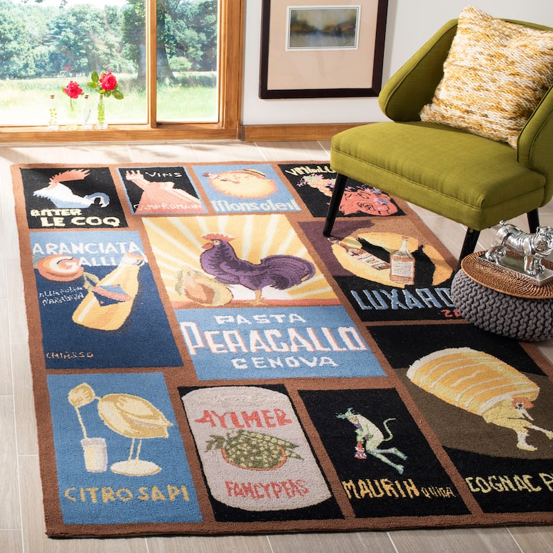 SAFAVIEH Handmade Chelsea Janitza French Country Novelty Wool Rug - 9' x 12' - Black