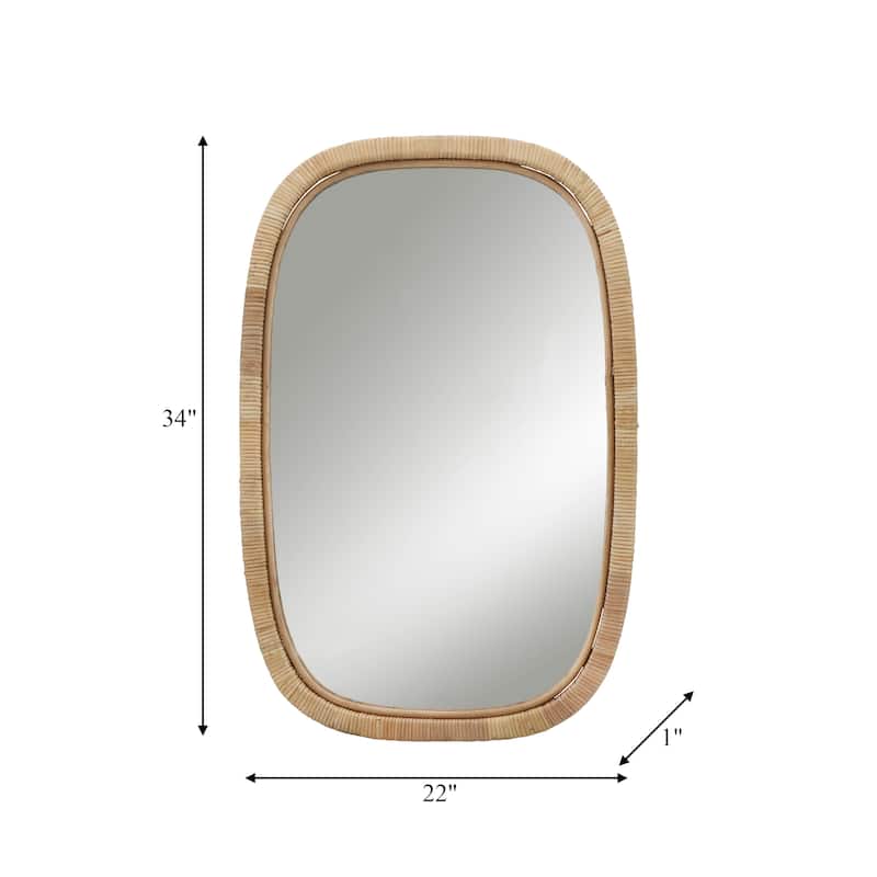Modern Wall Mirror with Rounded Corners - 22", Brown - 22" x 1" x 34"