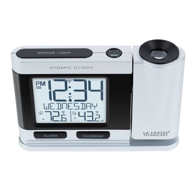 La Crosse Silver Atomic Projection Alarm Clock with Temp, 616-12667