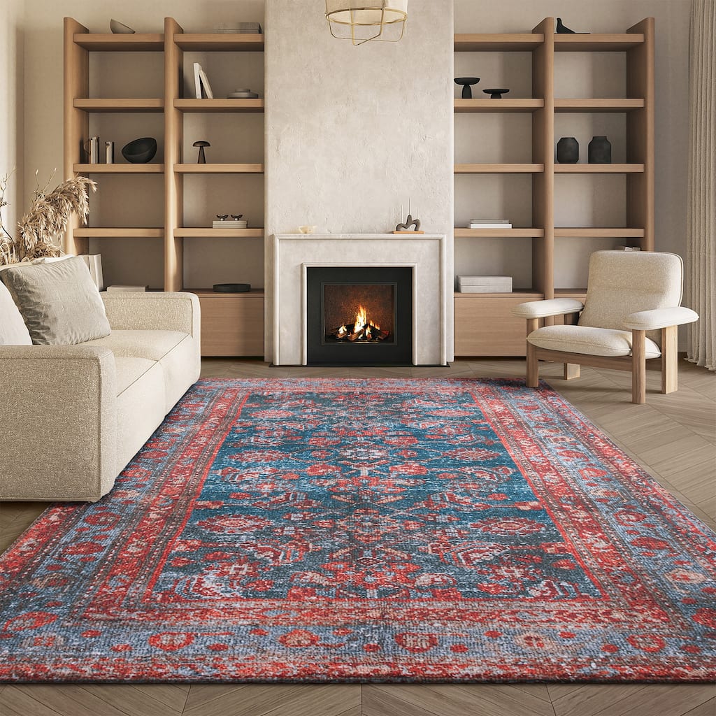 SAFAVIEH Tucson Machine Washable Slip Resistant Elmira Oriental Rug